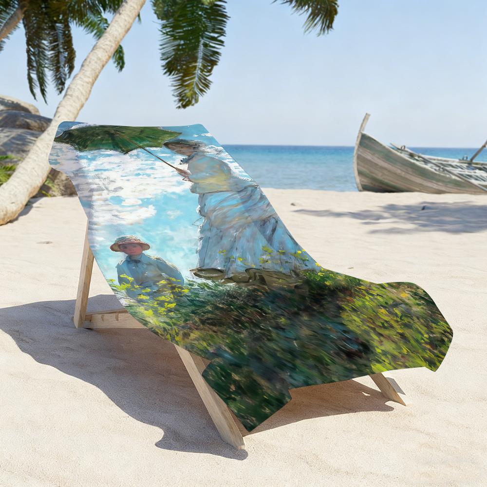 Art Claude M-Monet-S Towel Sports Quick Dry Travel Camping Gear Sandproof Soft Light Large Beach Towel