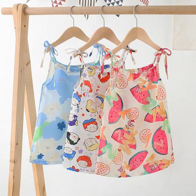 Vestiti da Principessa da Ragazza con Stampa Cartoon Abiti Estivi da Spiaggia per Vacanze Salopette Casual Bambini Vestiti Gilet Neonati Camicia da Notte per Bambini