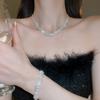 4Pcs French copper rhinestone jewelry set, necklace earrings bracelet, ideal for parties & banquets