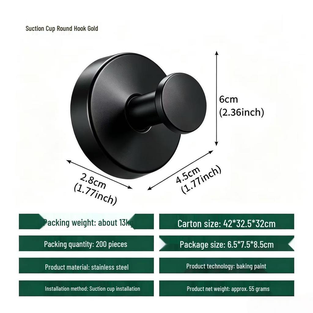 Traceless Stainless Steel Suction Cup Hook for Bathrooms & Kitchens