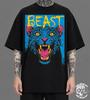Beast Black Panther T-Shop, Neon Big Cat Graphic Tee, Gothic Grunge Oversized Black Shirt, Y2K Alternative Streetwear Apparel, Wild Animal
