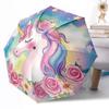 1pc Rainbow Unicorn Fantasy Automatic Umbrella with Folding Compact Durable 8 Rib Design Foldable Carry Umbrella Stylish Accessory Perfect Birthday Y6
