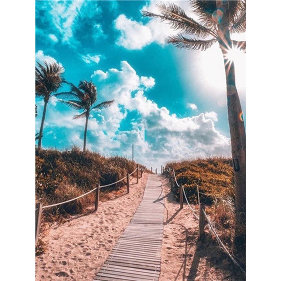 5D DIY Coastal Landscape Diamond Painting Rhinestone Picture Full Diamond Embroidery Gift Mosaic Decoration Cross Stitch Kit