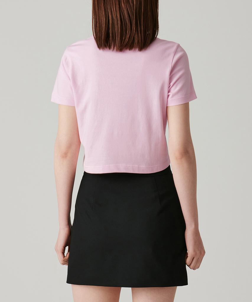 MUSINSA STANDARD WOMAN [Cooltandard] Women'S Crew Neck Crop T-Shirt [Pink]