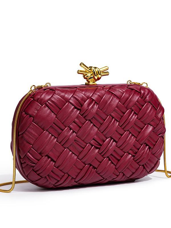 Borsa a mano intrecciata versatile da donna 2025: Elegante Pochette e Borsa a Tracolla con Catena per Banchetti, Serate e Altro