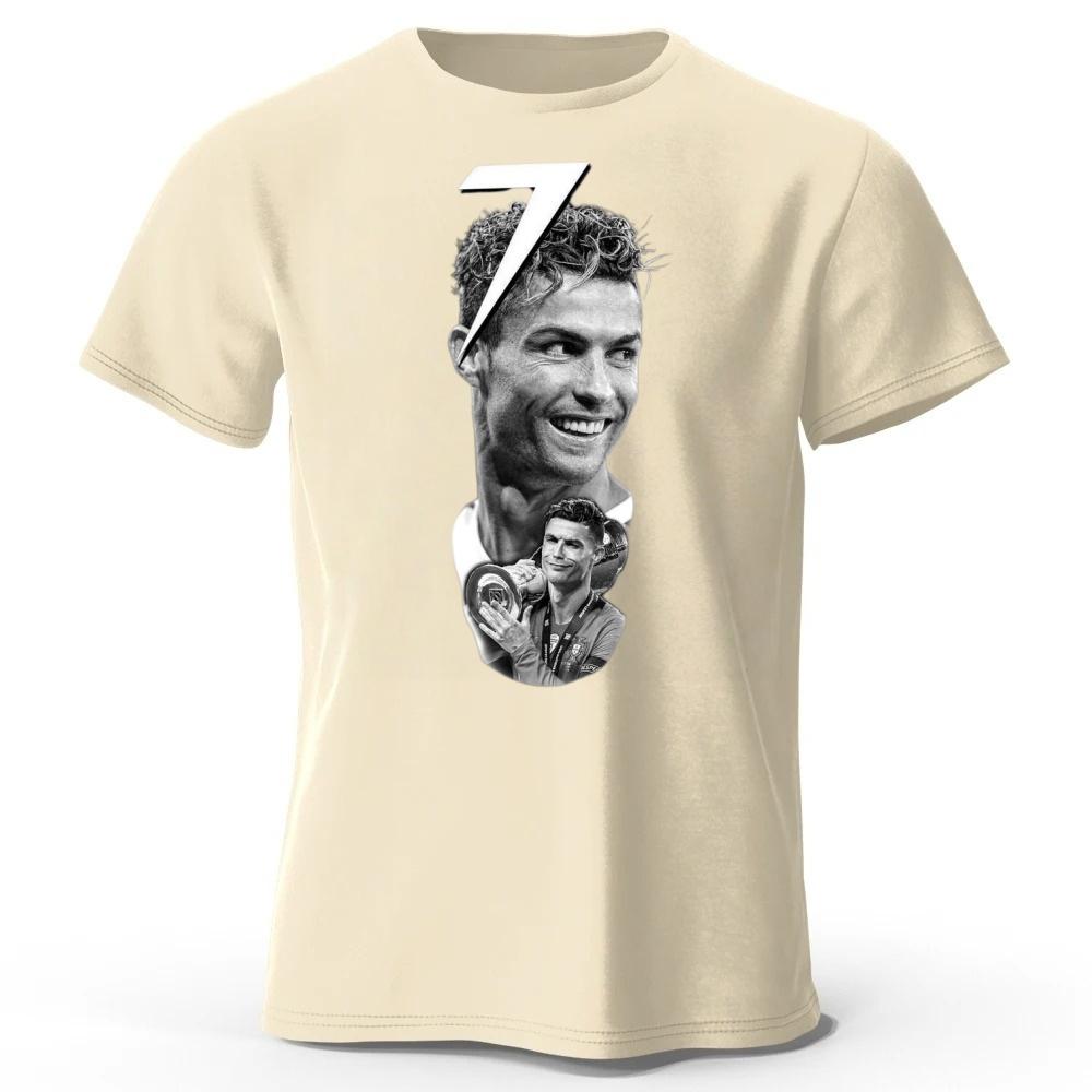 No7 Ronaldo Pure Cotton Short Sleeved Mens Loose Plus Size Fitness Sports Tshirt Womens Casual Fashion Comfortable Soft Top