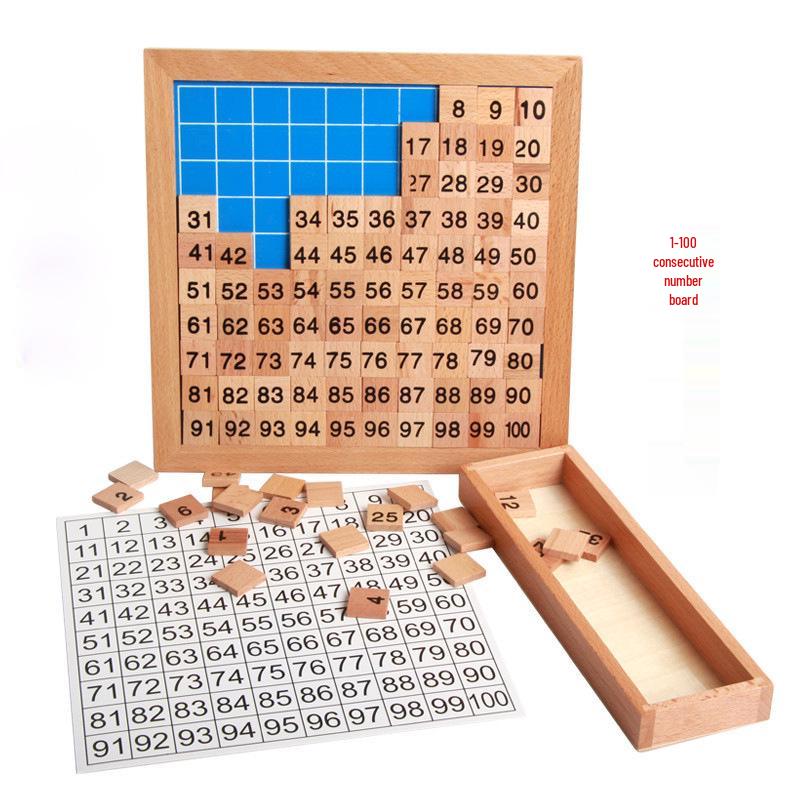 Montessori 1-100 Number Board: Early Education Math Toys for Infants and Toddlers