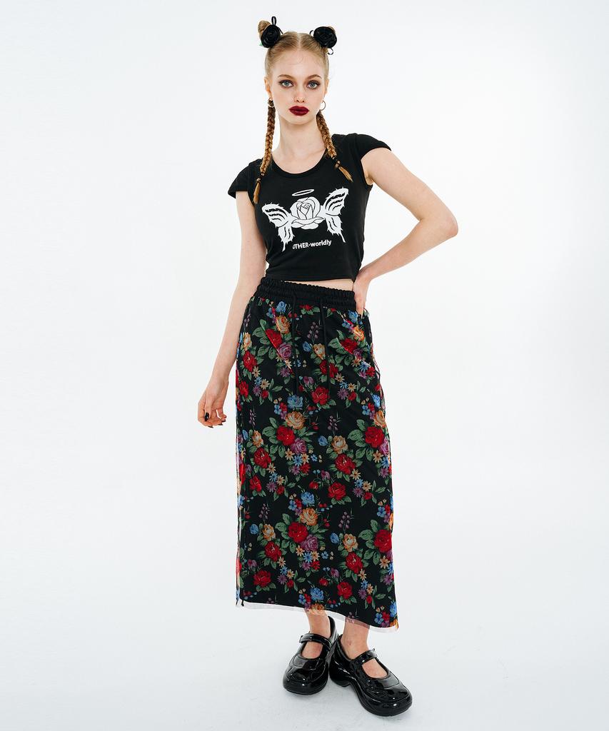 OTHER-worldly Rose Butterfly T-Shirt [Black]