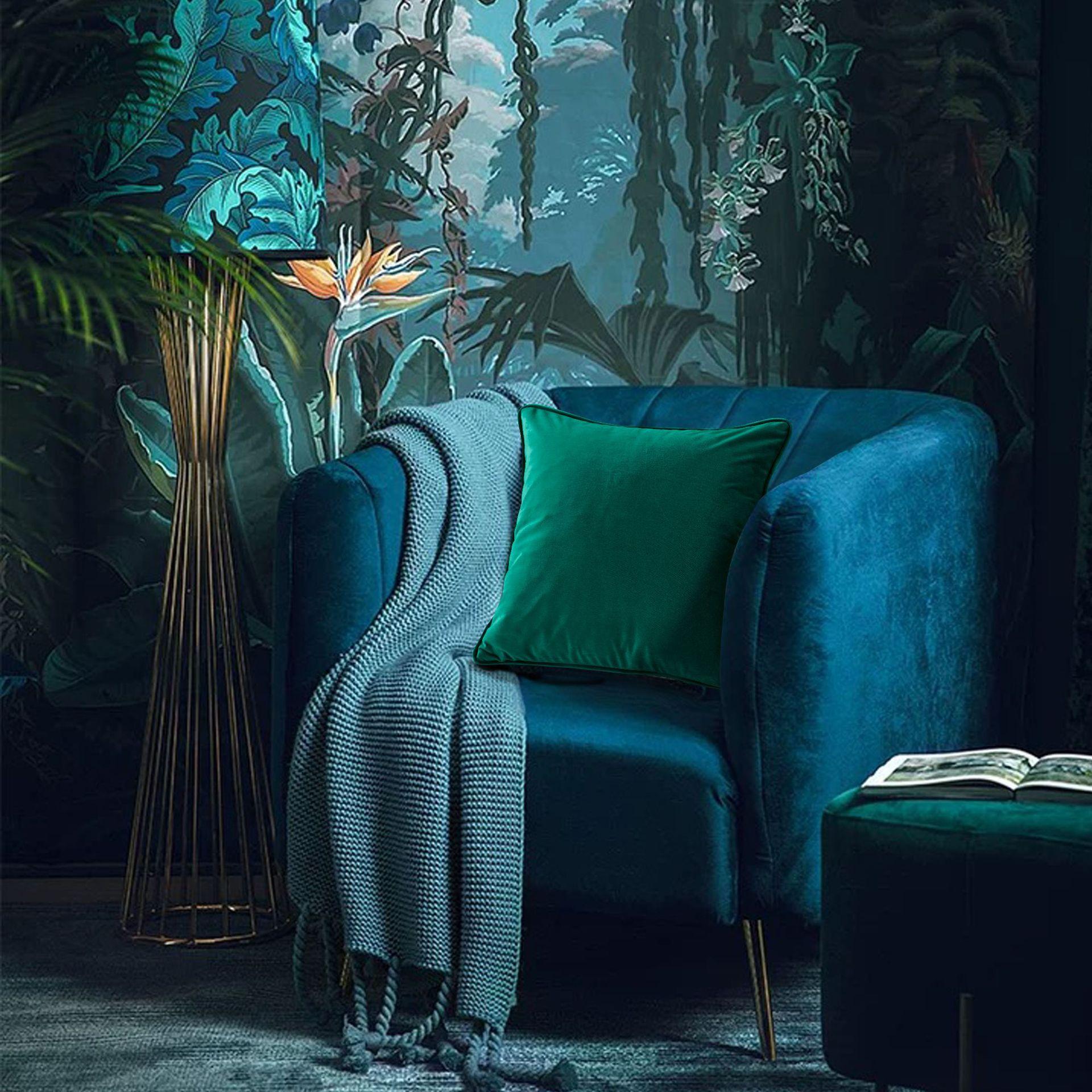 Чехол на подушку с тропическими растениями и пальмовыми листьями бархатный чехол с кисточками анималистический рисунок леопард птица грей 450mm450mm 1698₽