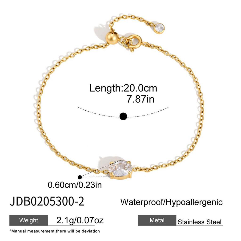 18K Gold Stainless Steel White Zirconia Adjustable Women's Bracelet - Multiple Styles