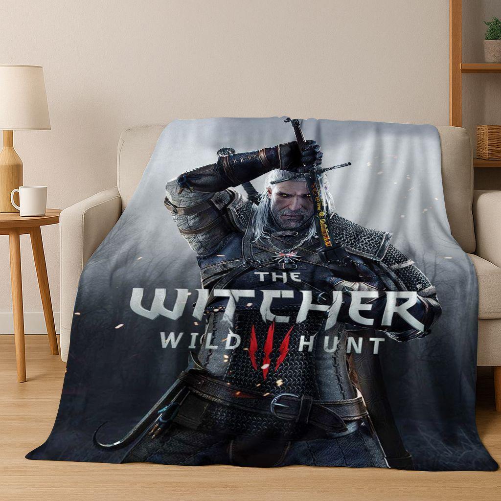 3D The W-Witcher Geralt Games Cartoon Flannel Blanket,Warm and Cozy Soft Throw Blanket for Home Bedroom Bed Sofa Cover Kid Gift