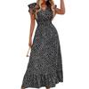 European & American Women's Fashion Spring/Summer 2025 V-Neck Waist-Hugging Long Dress Ruffle Elegant Style