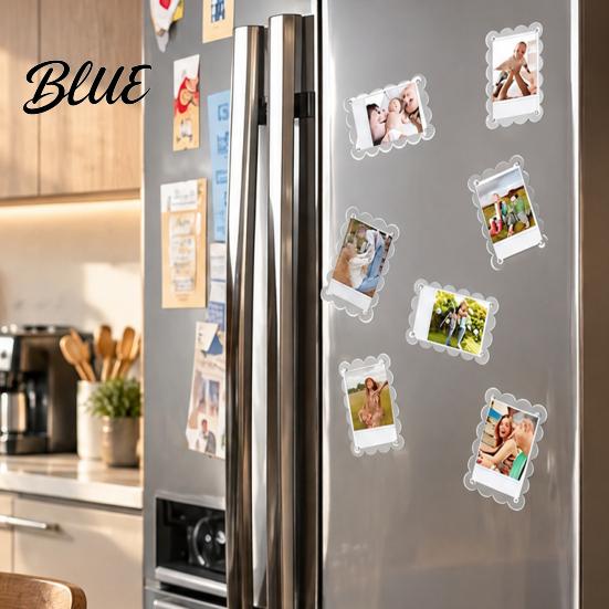 Magnetic Picture Display Holder 1/10 Pairs Clear Acrylic Photo Frame Magnet for Fridge Instant Photos Frames with Scalloped Edges Refrigerator