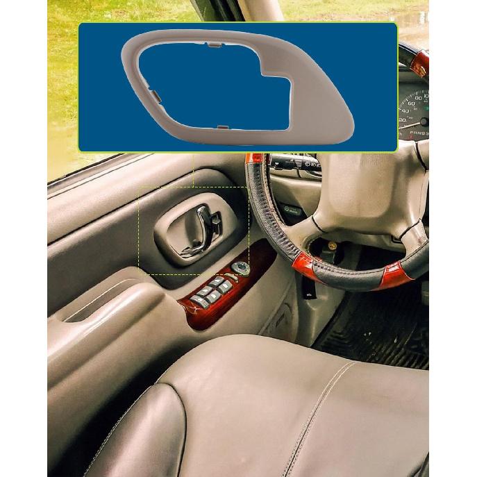 LUJUNTEC Door Handle Trim Bezel Cover – Beige Interior Front Left Driver Side 1pc – Fits 1999-2000 for Cadillac Escalade, 1995-1999 for Chevrolet