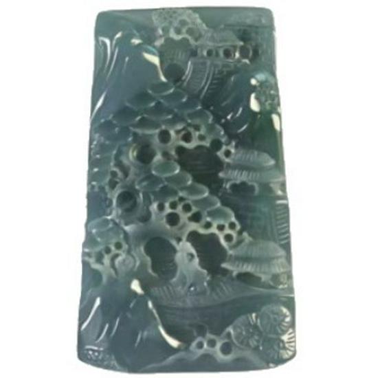 Landscape Jade Pendant: Formal Jadeite Carving for Men and Women