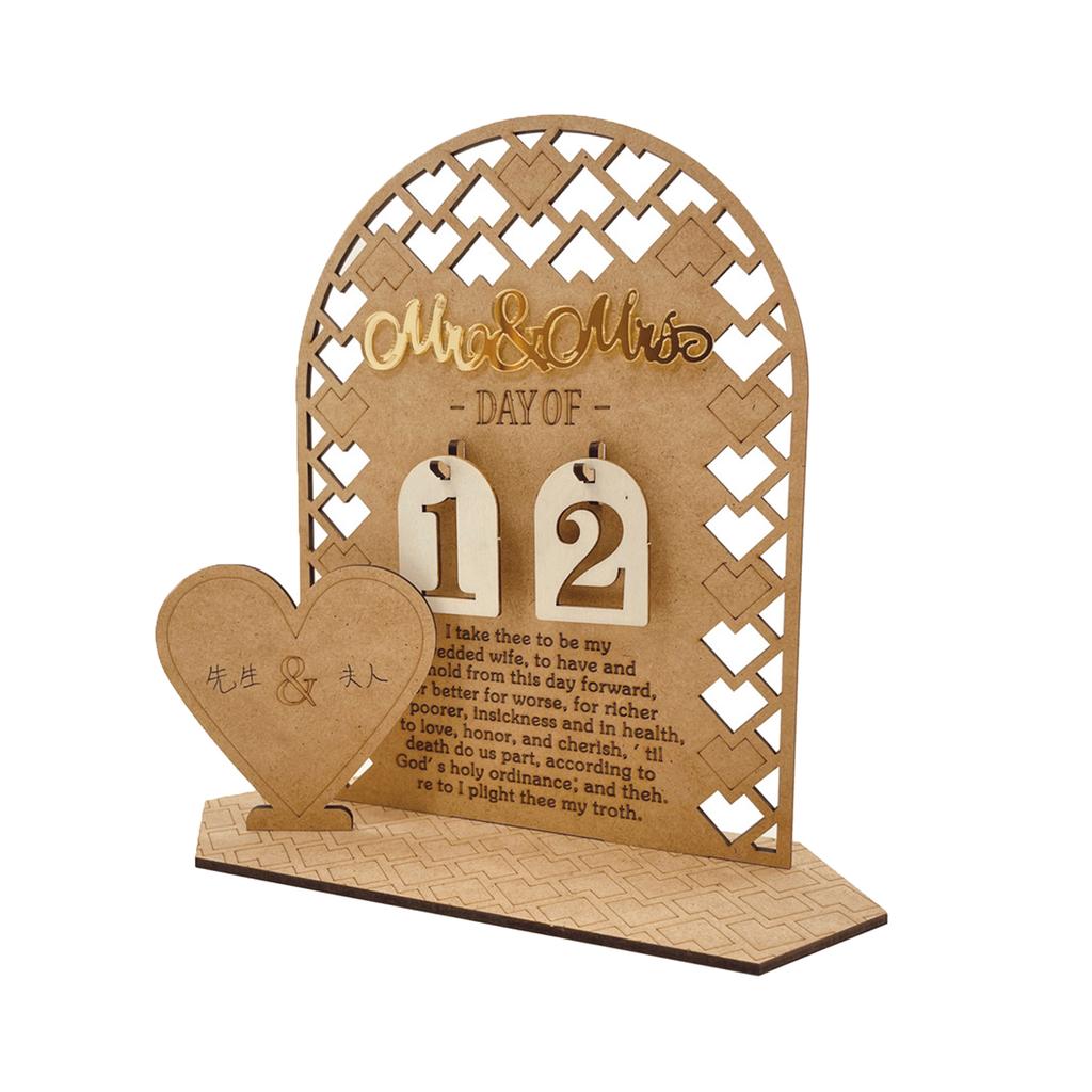 1Set Wood Wedding Countdown Calendar Holiday Birthday Decoration for Indoor Outdoor Garden Yard Decoration Crafts