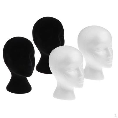 4 Pieces Female Foam Doll Head Model Glasses Wigs Display Stand