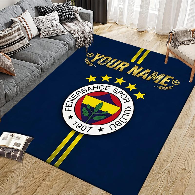Individueller Name, Fenerbahce Heim-Sofa-Dekoration für Wohnzimmer & Schlafzimmer, Rutschfeste Spiel-Flanell-Fußmatte für Spielzimmer