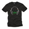 Cool Music T-Shirt for Men with HEADPHONES EQUALIZER Print Black S-XXXXXL