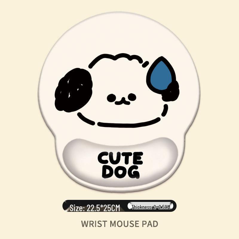 Pacha Dog Rubber Wrist Support Mouse Pad & Cute Keyboard Hand Rest Desk Pad - Ins Style