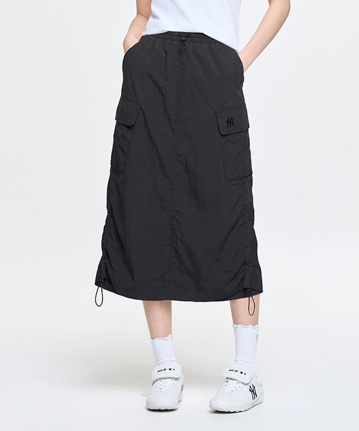Emelbi Women'S Gorpcore Shirred Cargo Long Skirt Ny (D.Charcoal Grey)