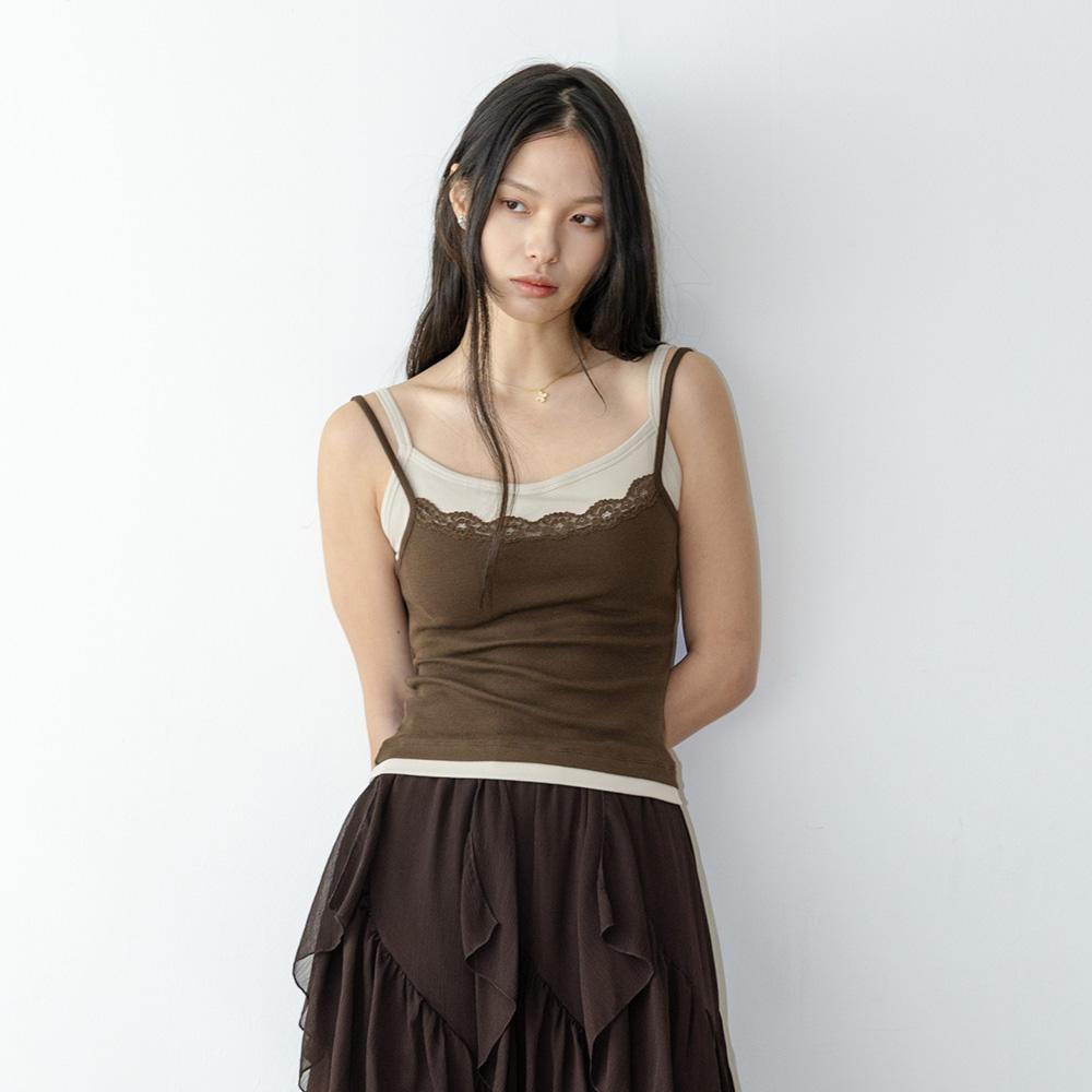 Laengsseon Ls_Layered Lace Camisole Tank Top_2Color