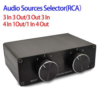 4 In 1 Out 3 in 3 out Audio INPUT RCA Signal Cable Splitter Selector Switcher Switcher Switch Schalter Source konektor 1 in 4 out