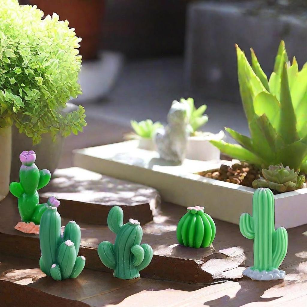Voyyphixa Miniature Cactus Figurines, Set of 12, Decorations, Mini Ornaments, Cute Decorations, Micro Landscapes, Garden Ornaments, Bonsai
