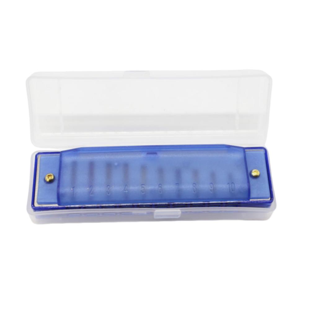 Bright Color 10 Hole Harmonica Translucent Mouth Organ Diatonic Harmonica  Kids Educational Toy синий