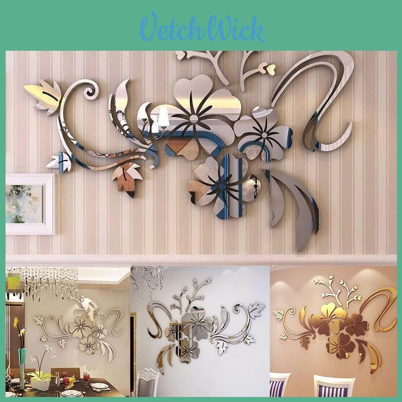 Bellissimo Adesivo Murale Fiore Specchio 3D Multifunzionale per Decorazione Soggiorno