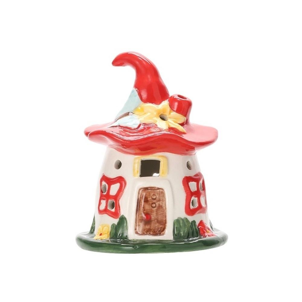 Soft Glow Ceramic Magic Hat Lamp Handmade Craft Sleep Light Cute Elf House Ornament Gift
