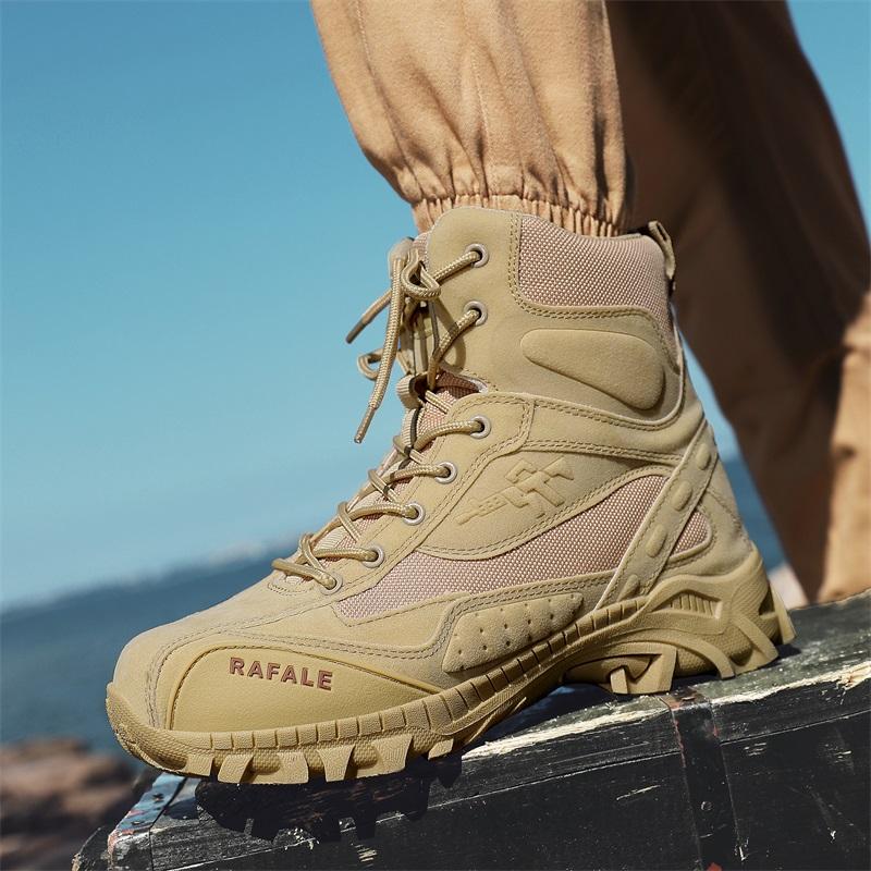 Stivali Tattici Militari da Uomo Taglie Forti 39-46 Forze Speciali Taglio Alto Esercito Combattimento nel Deserto Colore Sabbia Pelle Scarpe da Lavoro