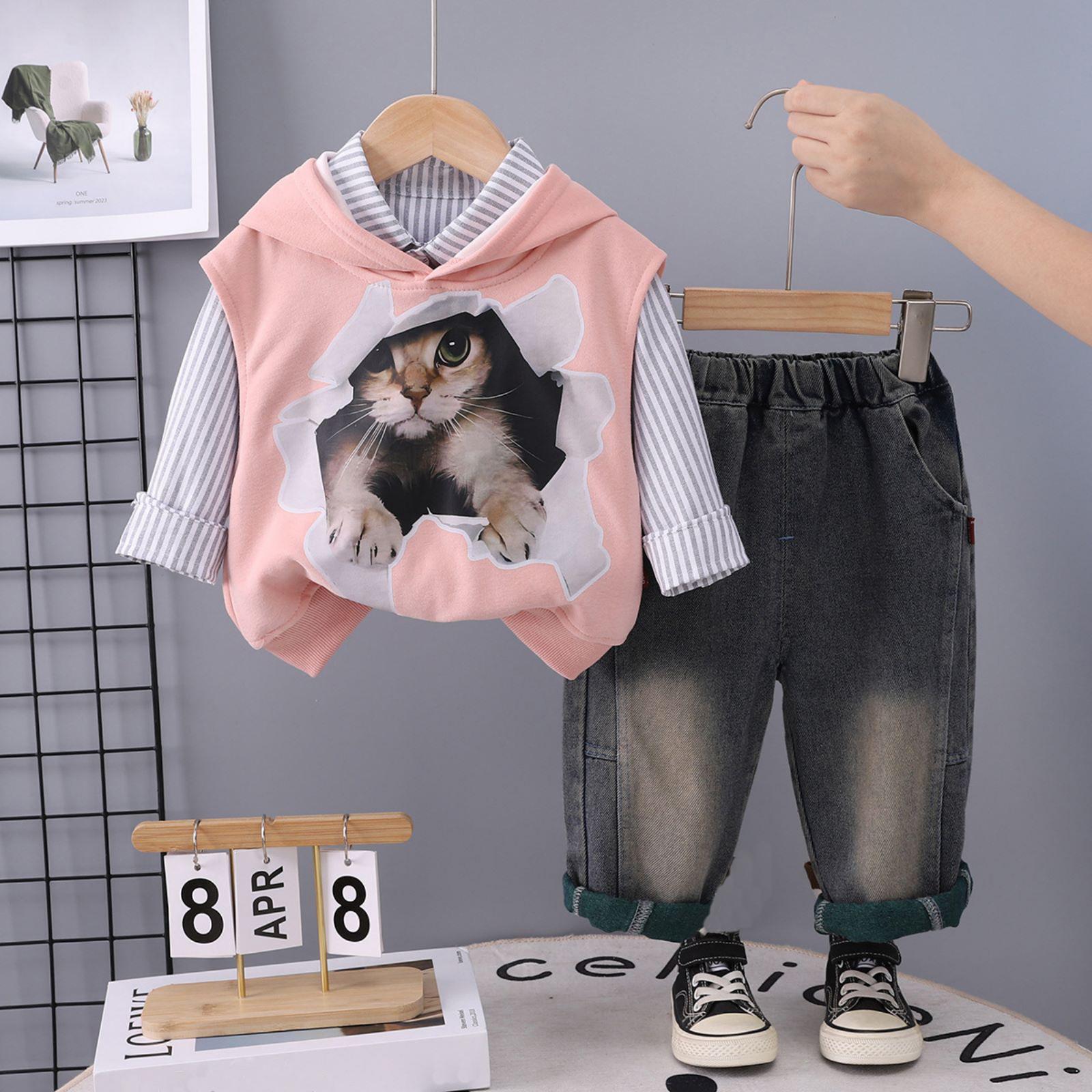 

Детский повседневный комплект с длинным рукавом, удобные наряды для повседневной носки 100 розовый