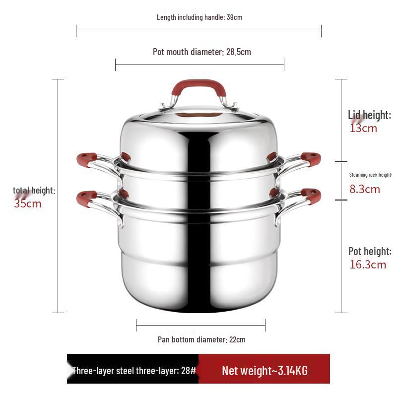 

Lilang 3-Tier 304 Stainless Steel Steamer Pot