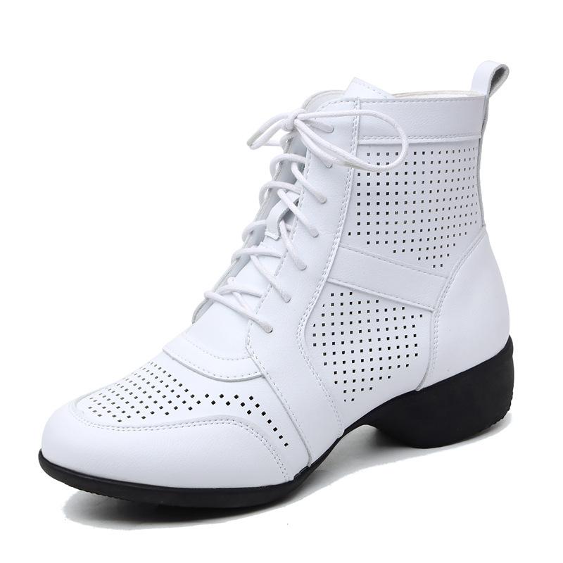 Modern Dance Shoes Women Boot Hollow Leather Soft Modern Dancing Shoes Woman Square Dance Shoes Boots Sneakers