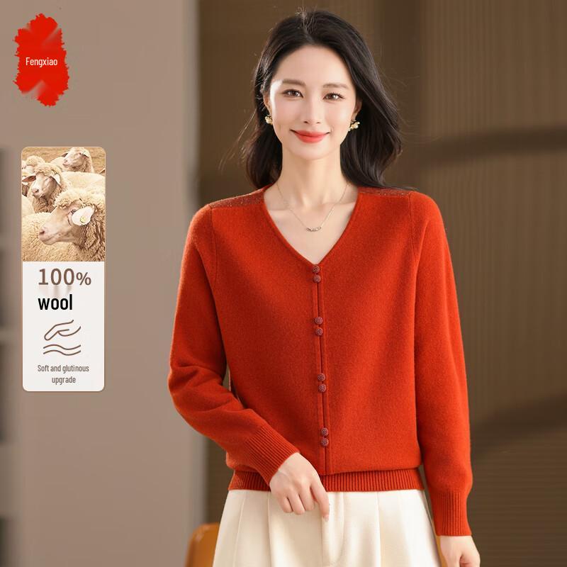

Women s Autumn/Winter Warm V-Neck Pure Wool Sweater 3XL