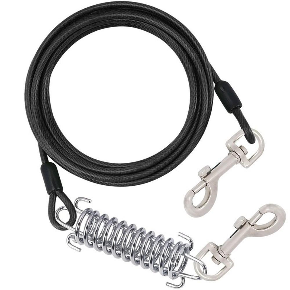 Heavy-Duty Double Head Pet Wire Rope with Spring Long Leash Traction Rope Dog Tie Out Cable  Pet