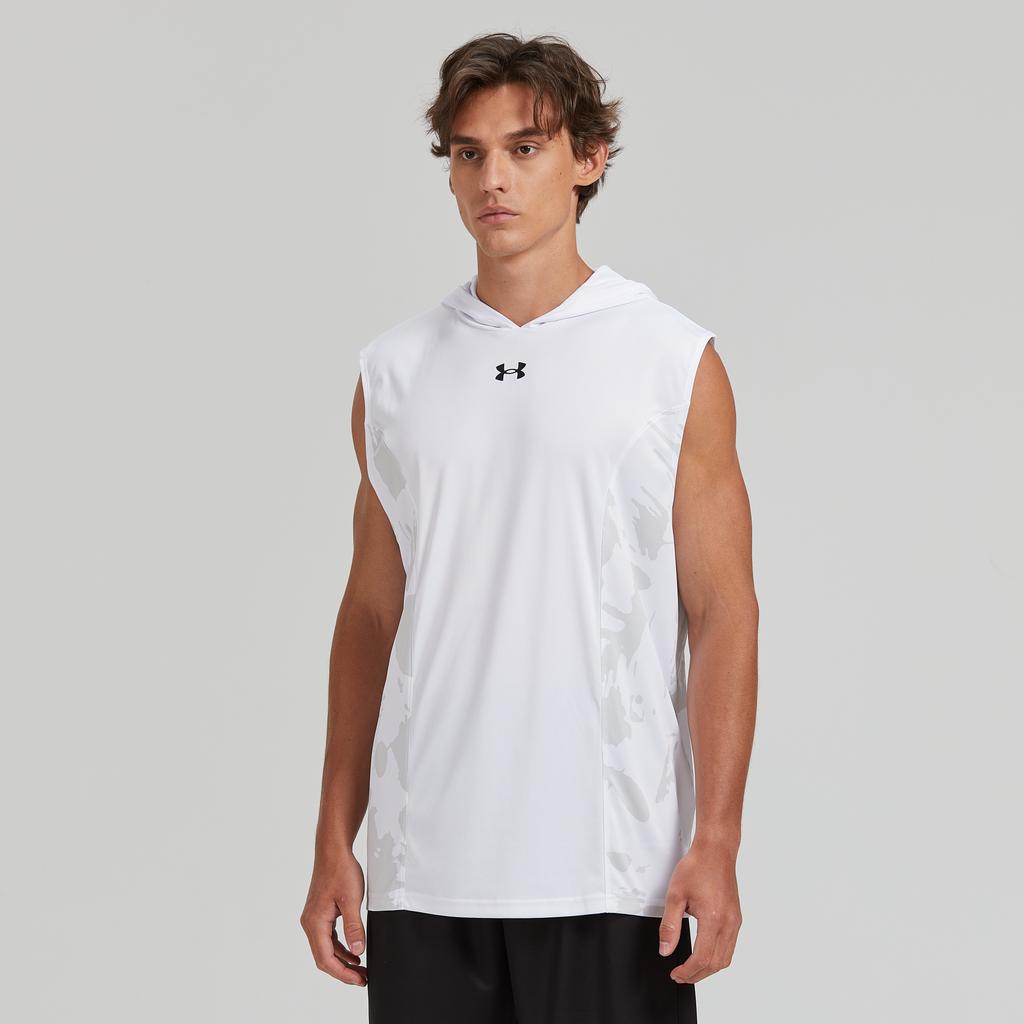 Under Armour Sports Running Fitness Basketball Moisture Wicking Quick Dry Hooded Sleeveless Vest Unisex Vests White 24500001-100