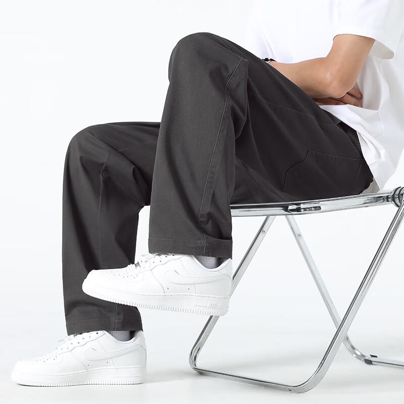 Fingercroxx Men's Washed Cotton Straight-Leg Casual Pants