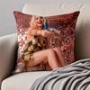 MMargot Robbie Cushion Cover Pillowcase Antidustmite Invisible Zipper Short Plush Sofa Cushion