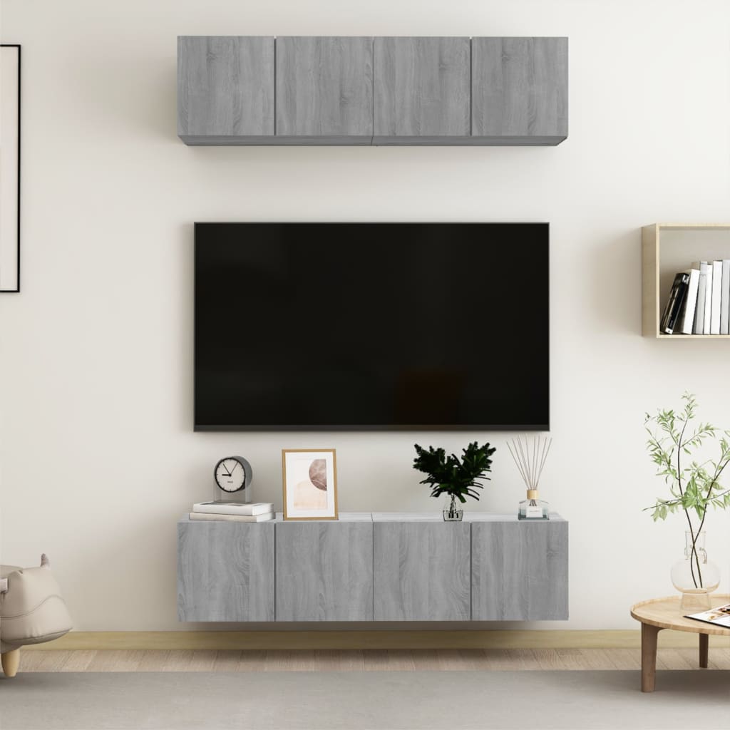 Wall Mounted TV Cabinets Set of 4 Grey Sonoma 60 x 30 x 30 cm Engineered Wood