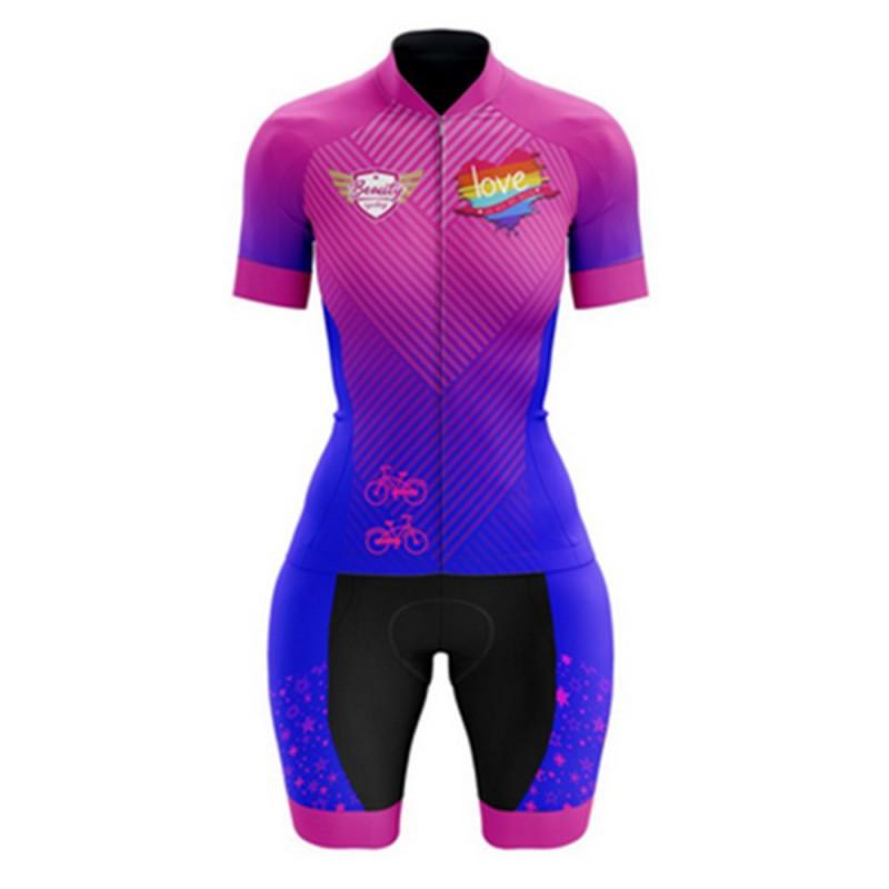 VEZZO Short-sleeved Triathlon Jumpsuit Men Women Colorful Pattern Cycling Clothes