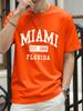 Miami Est 1825 Florida Stampa Maglietta Uomo Estate Cotone Magliette Oversize alla Moda Larga Abbigliamento Sportivo Casual Hip Hop Abbigliamento Unisex