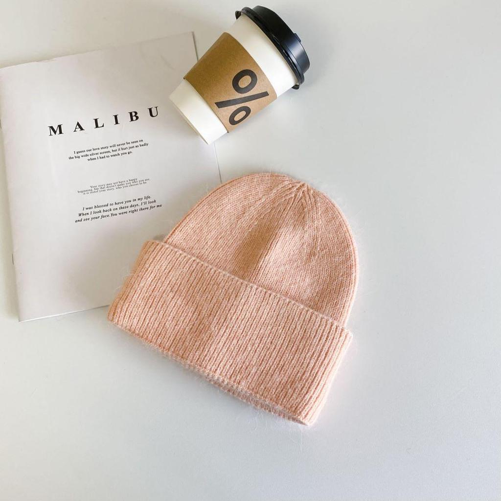 Korean Style Thickened Knit Hats for Women, Ear Protection, Large Fit, Face-Slimming, Warm, In Stock