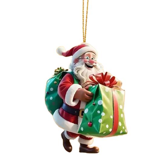 

Yousheng Акриловые Рождественские Украшения Санта Клаус 2D Плоский Санта на Велосипеде Подвесные Украшения Забавный Санта с Подарочной Коробкой Украшение для Дома Дерева F