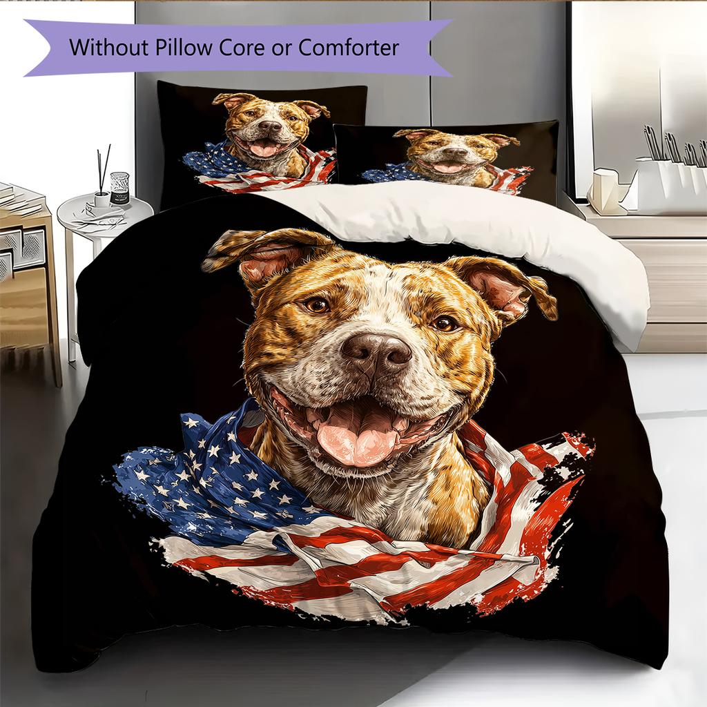 Black Pitbull Pattern Bedding Home Decoration Birthday Gift (1 * duvet cover + 2 * pillowcase, without core)