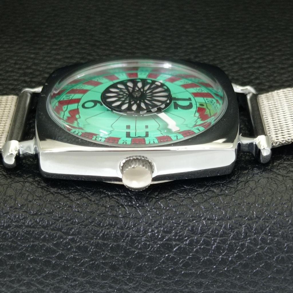 VINTAGE REFURBISHED HAND-WINDING ROULETTE SWISS MENS SEA GREEN WATCH A700921-5 R205a-a700921