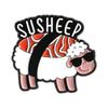Cartoon Fluffy Sheep Enamel Pin Funny Pun Friendsheep Astronaut Spacesheep Susheep Brooch Lapel Badge Jewelry Gifts for Friends