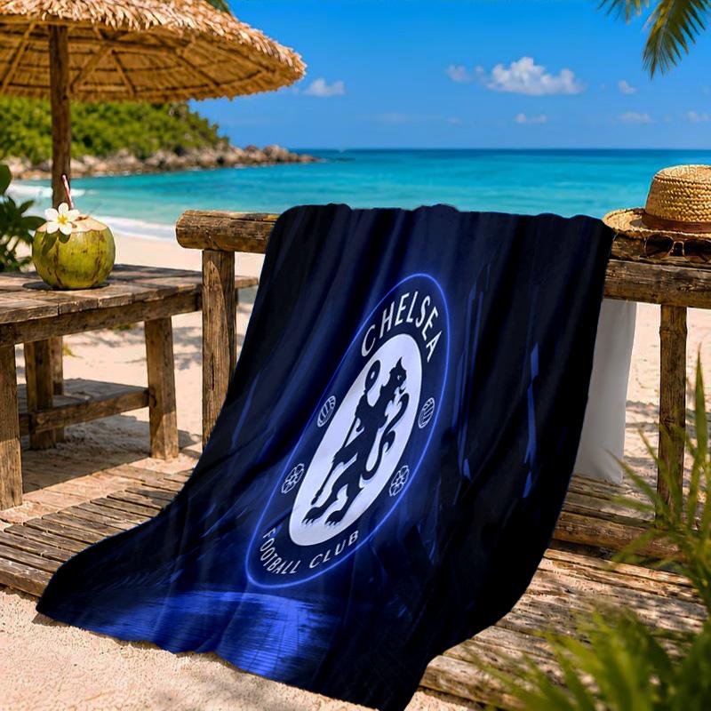 Asciugamano da Spiaggia con Logo Blu del Chelsea Football Club, Asciugamano da Spiaggia in Microfibra, Leggero e Asciugatura Rapida, per Viaggi Estivi, Piscina, Regalo di Compleanno per Fan