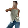 JKASHDK  Women's Fashion Casual Summer Spring Stripe Print Sleeveless Square Collar Blouses & Shirts